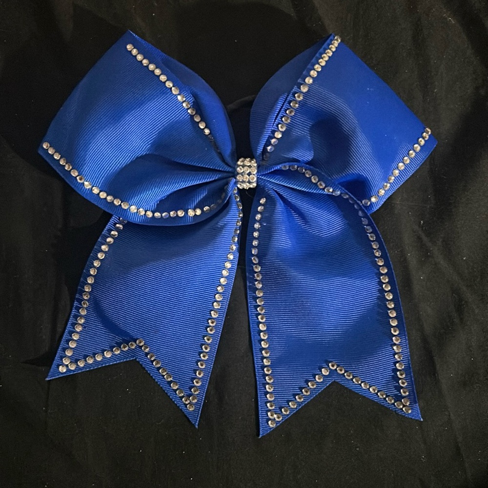 Blue Rhinestone Cheer Bow
